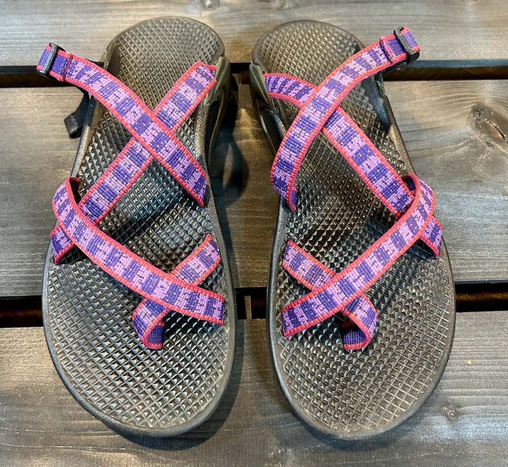 Chaco Womens Bodhi Sport Sandals, Purple/Magenta Geometric Strap, Toe Loop Style